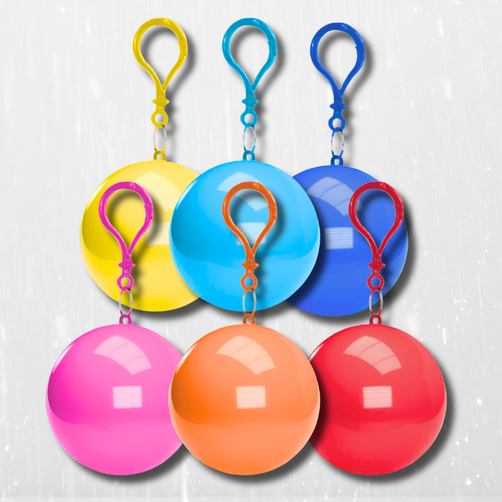 Raincoat Rain Cloak In Ball With Carabiner Set of 6 Pcs