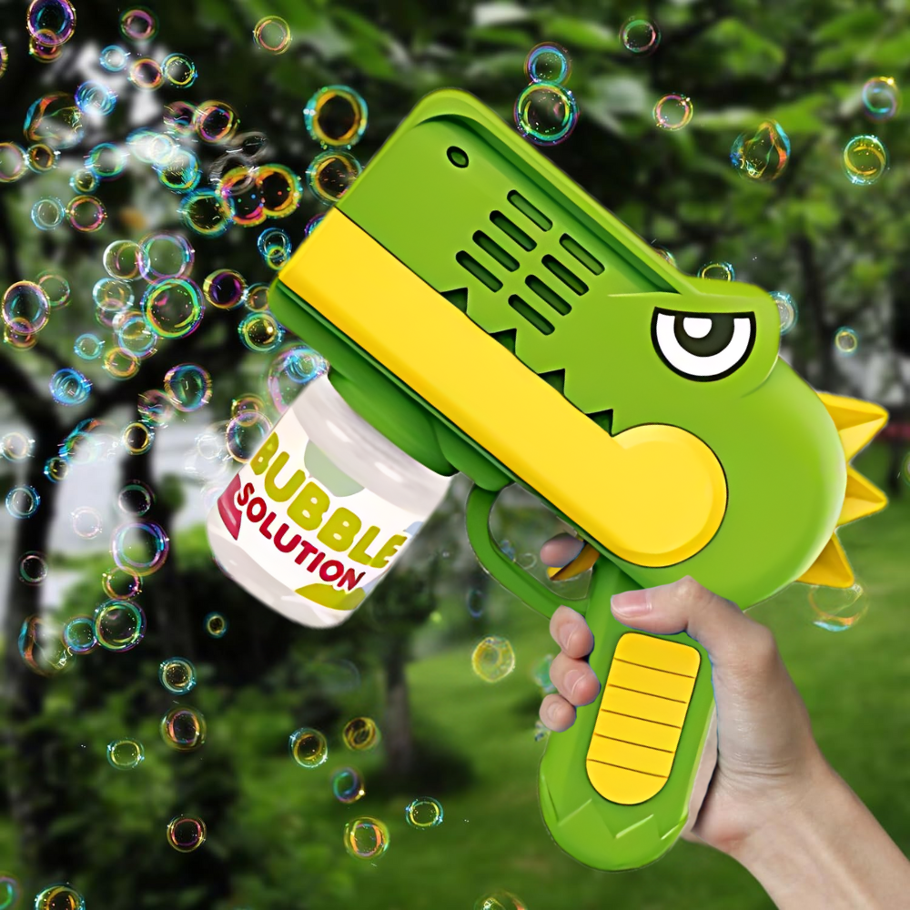 Bakalu Dinosaur Soap Bubble Gun with Liquid, Green