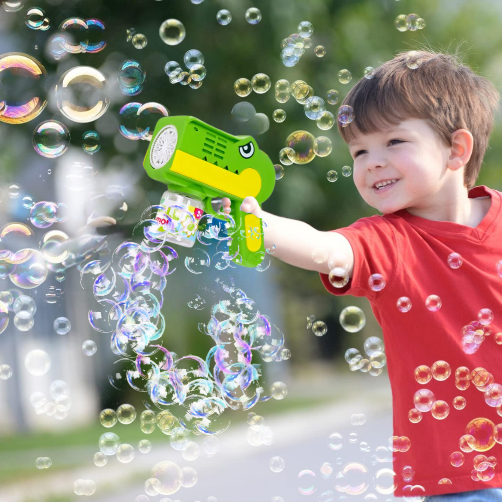 Bakalu Dinosaur Soap Bubble Gun with Liquid, Green