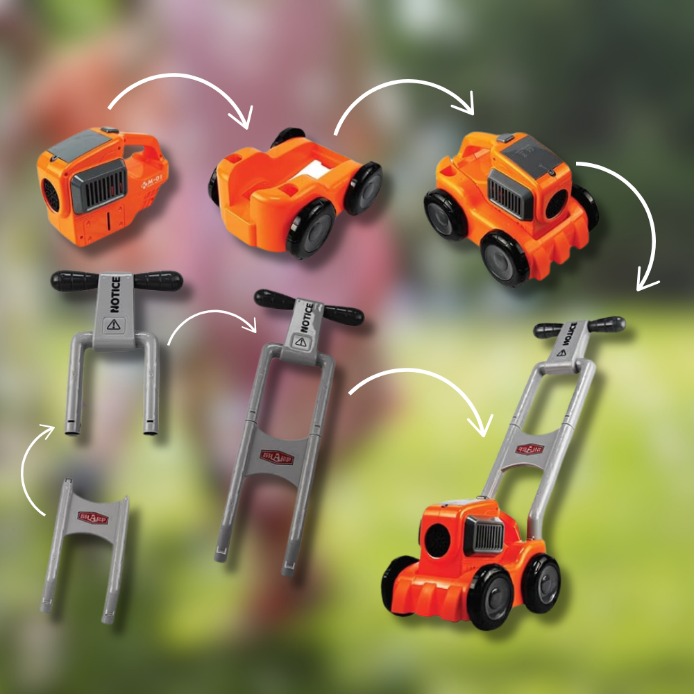 Kids Toy Lawnmower with Soap Bubble Machine and Liquid