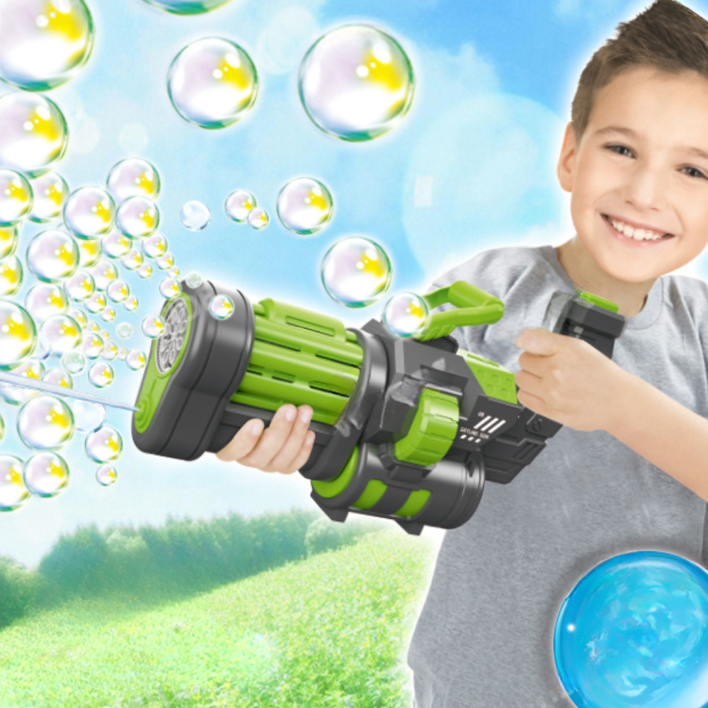 Bakalu 2in1 Electric Bubble and Water Gun, Green/Grey
