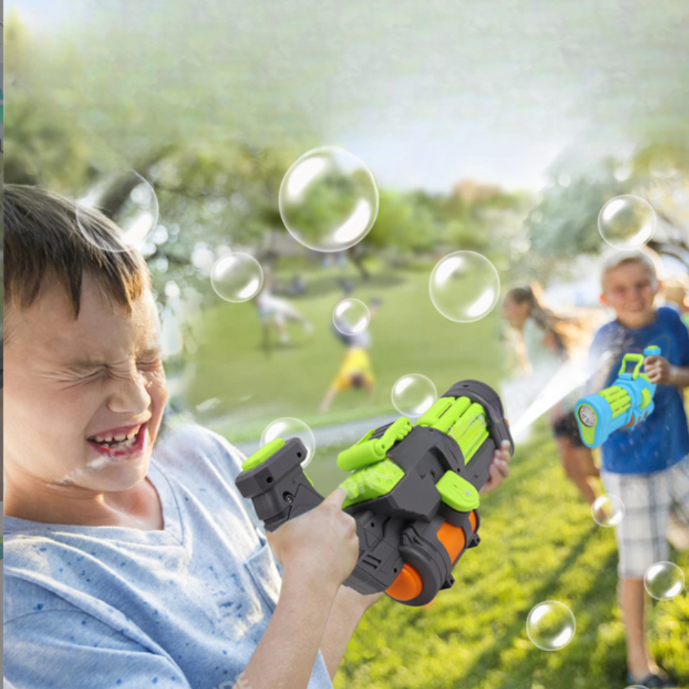 Bakalu 2in1 Electric Bubble and Water Gun, Green/Grey