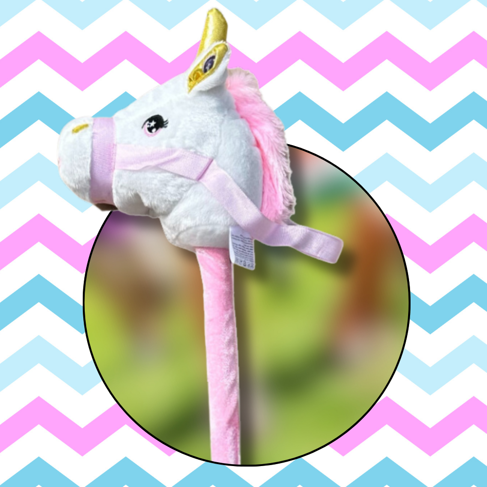 Bakalu Hobby Horse Unicorn Head on a Stick with Sound, White