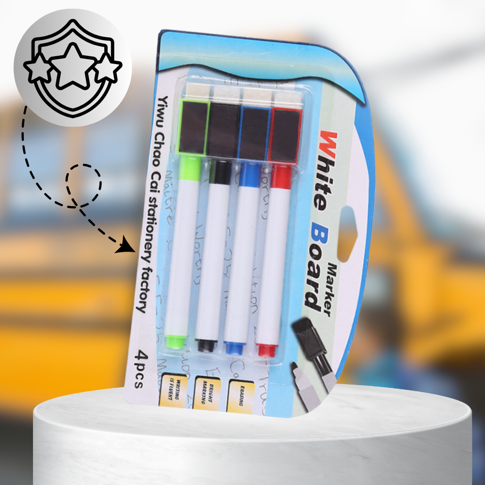 Magnetic Dry Erase Markers with Eraser Caps, 4 Pack (1)