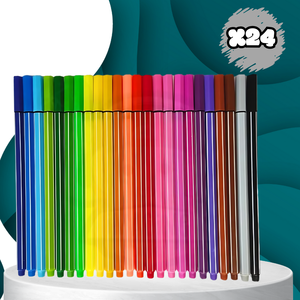 Nicekids Coloured Fineliner Pen Set, 24 Assorted Colours