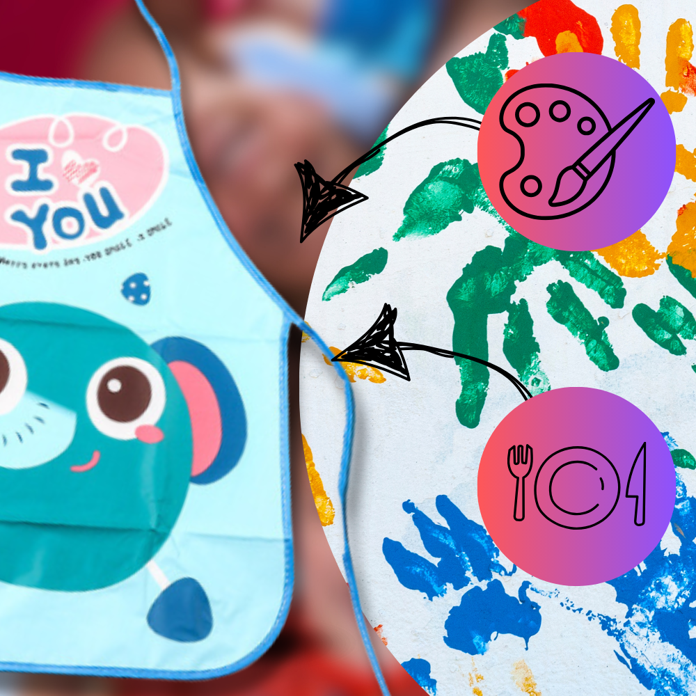 Children\'s Waterproof Apron for Art, Crafts, and Cooking, Blue