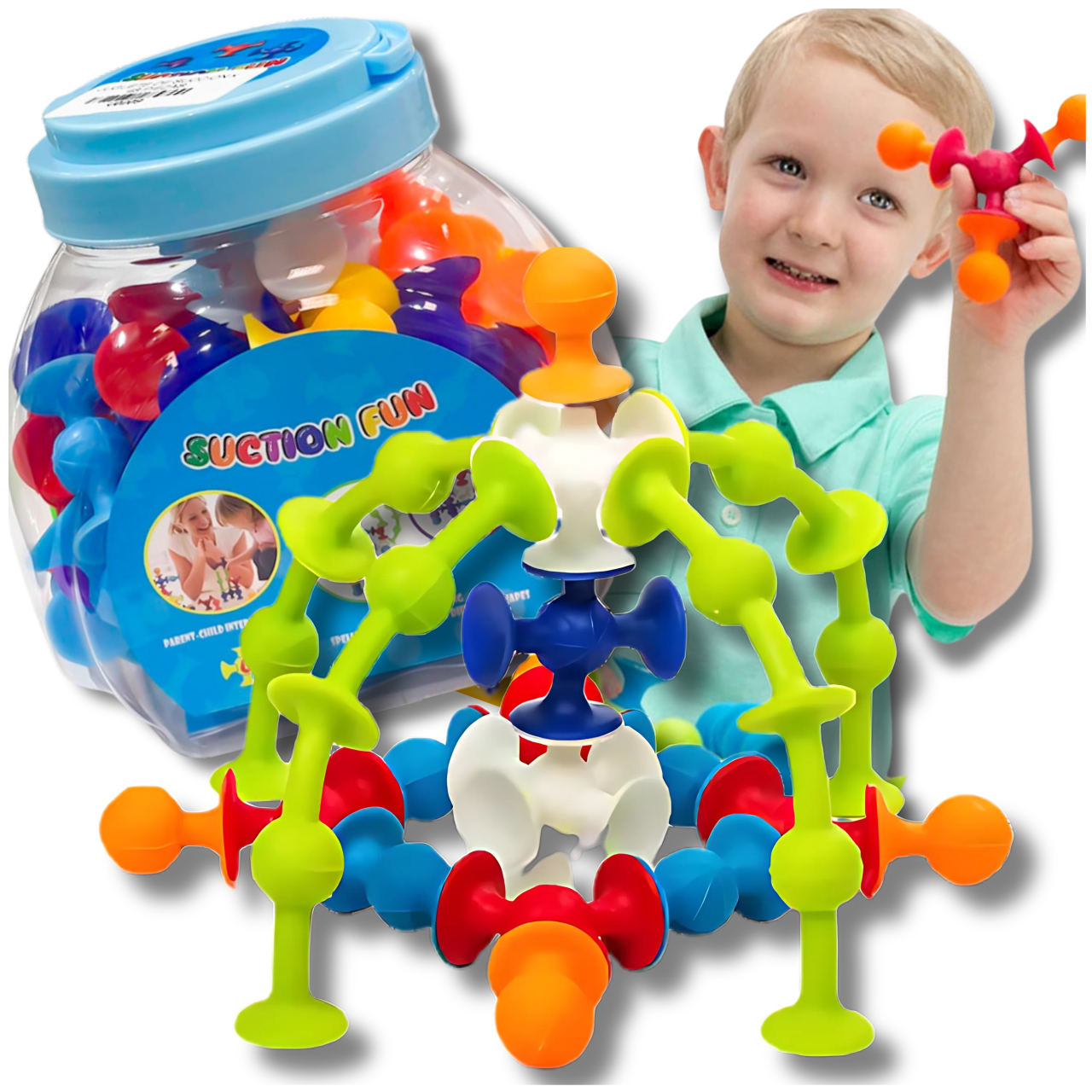 Силиконовые строительные блоки с присосками 48 эл. для детей...