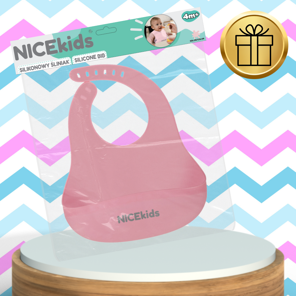 Bakalu NICEkids Silicone Baby Bib with Pocket, Pink