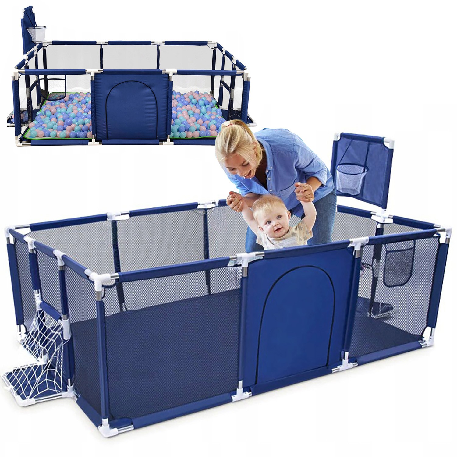 Nicekids Rotaļu mājiņa ar grozu Sausais baseins 235 X 129 cm