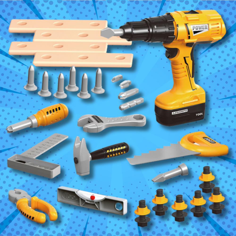 Large Kids Tool Box Set with Battery Screwdriver KZ1239