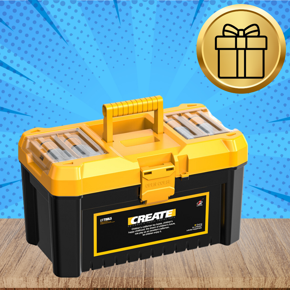 Large Kids Tool Box Set with Battery Screwdriver KZ1239