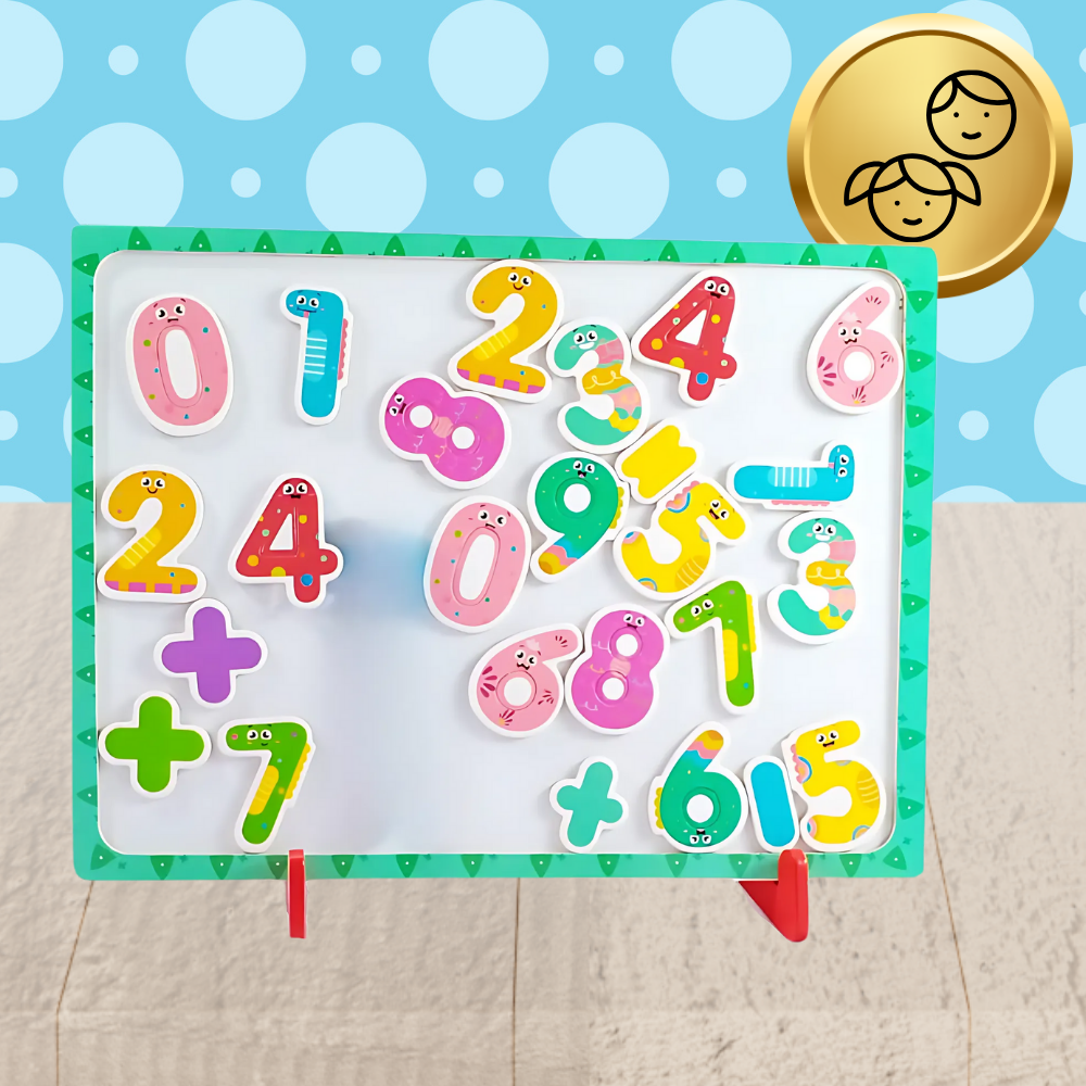 Bakalu Large Wooden Magnetic Numbers Set with Board and Marker