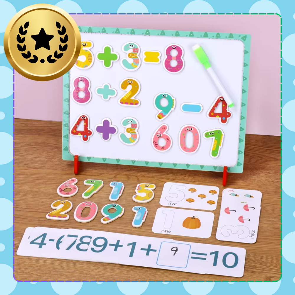 Bakalu Large Wooden Magnetic Numbers Set with Board and Marker