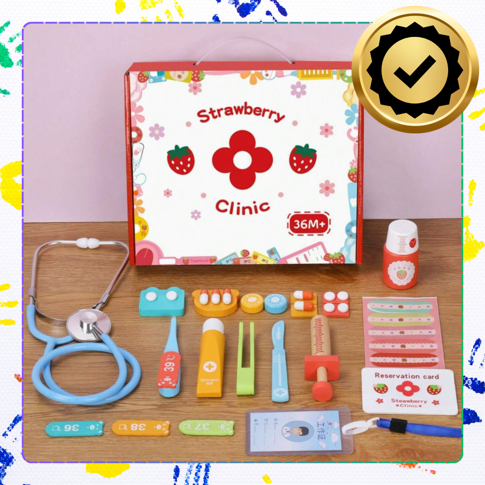 Wooden Toy Doctor Set with Stethoscope