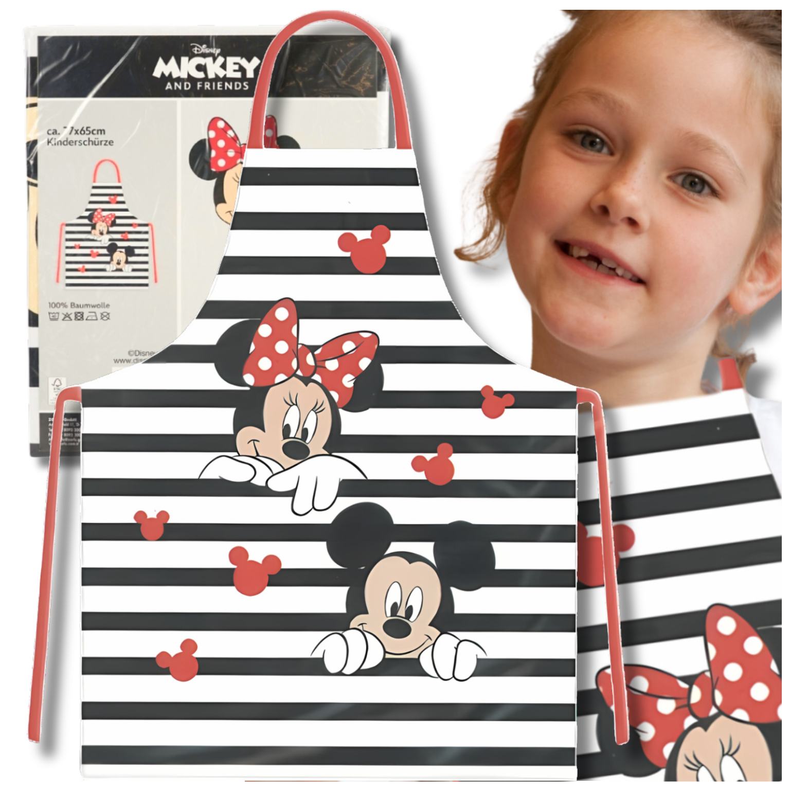 Bērnu aizsargājošs virtuves priekšauts Mickey Minnie Mouse