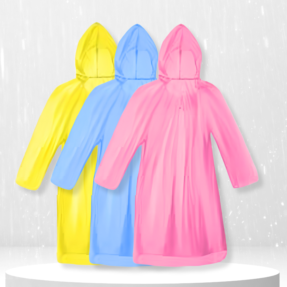 Raincoat Rain Cloak In Ball With Carabiner Set of 3 Pcs