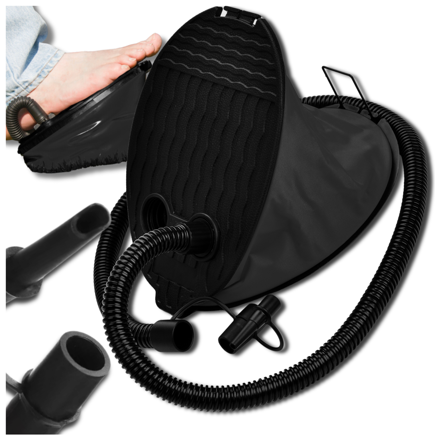 Daudzfunkcionāls kājas pumpis 3L matračiem, laivām, baseiniem ar 3 uzgaļiem