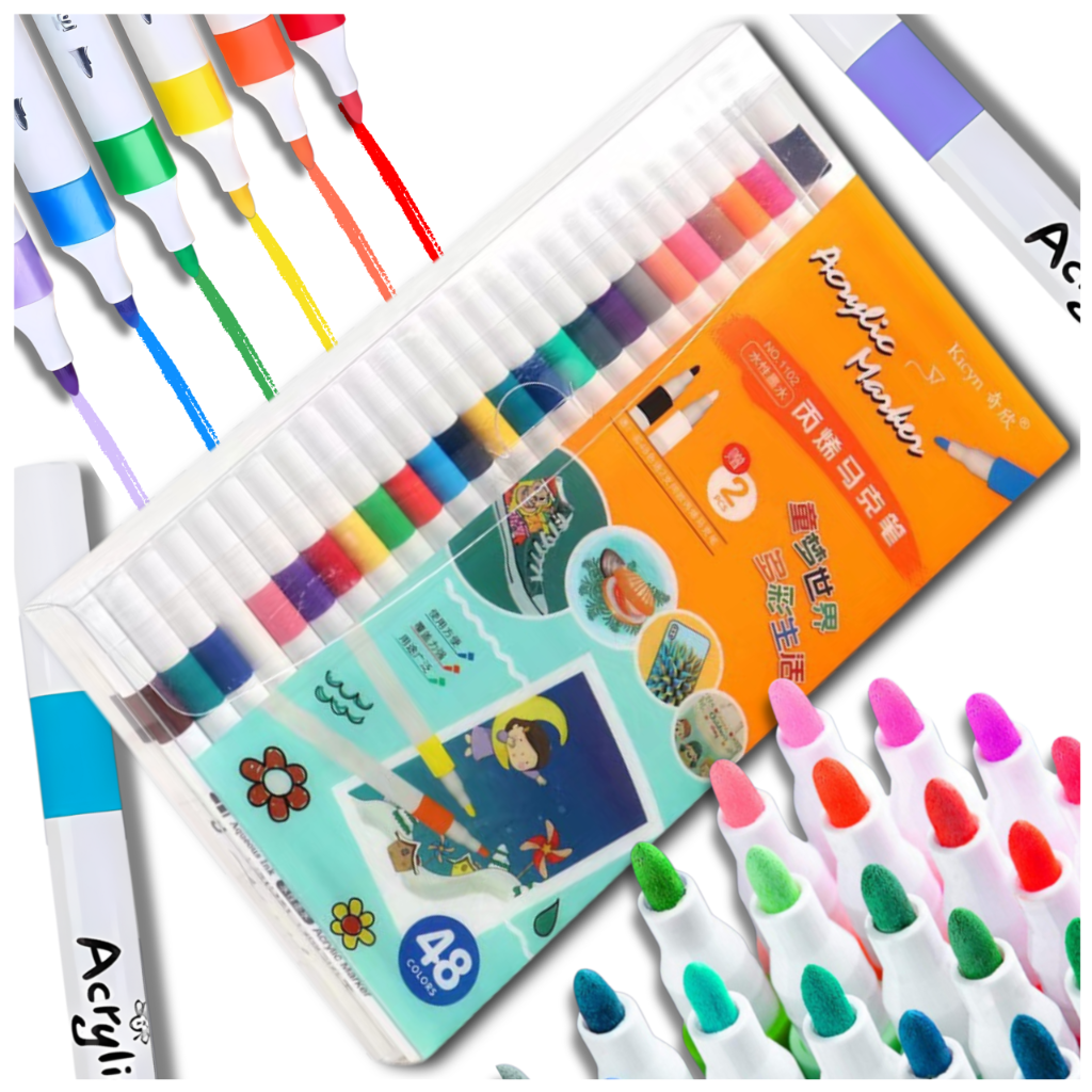 Bakalu Acrylic Markers for Various Surfaces, 48 Pcs