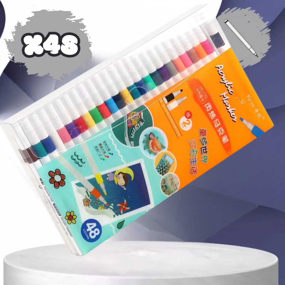 Bakalu Acrylic Markers for Various Surfaces, 48 Pcs