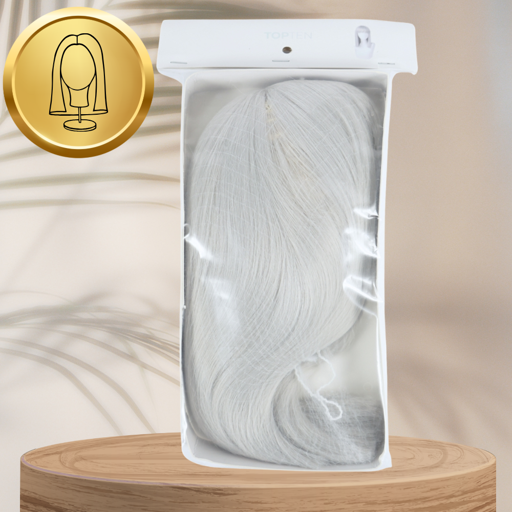 Īsa sirma parūka ar poniju ballītēm un karnevālam