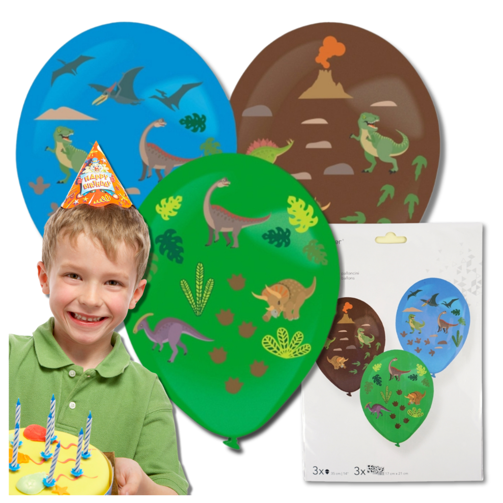 Bakalu Dinosaur Balloons with Stickers, 35 cm, 3 pcs.