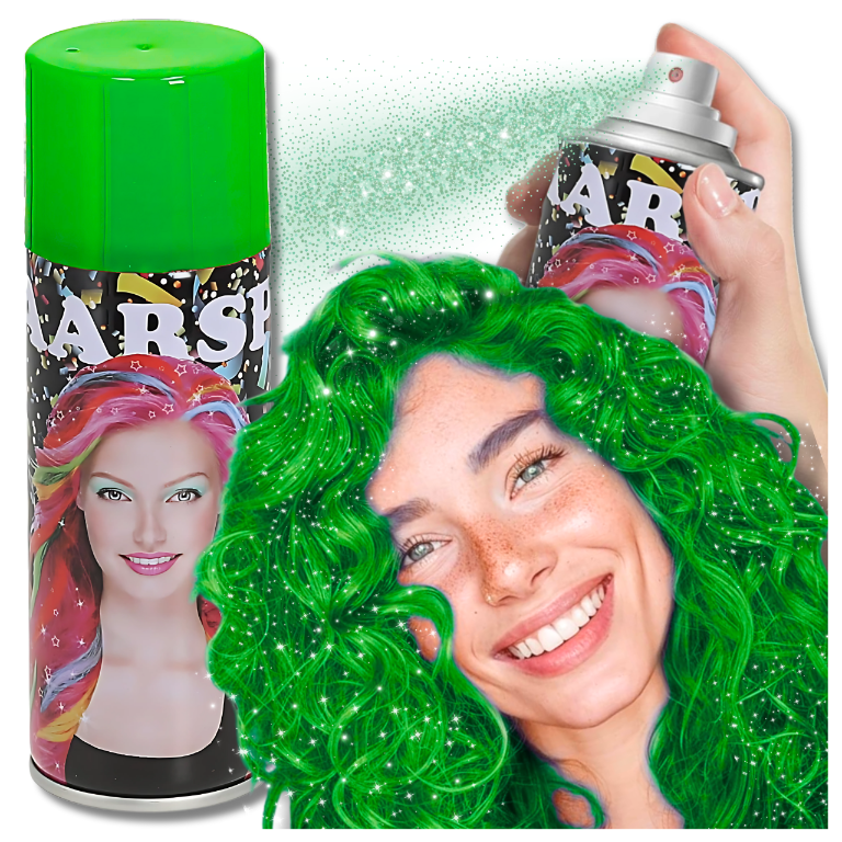 Temporary Glitter Hair Color Spray for Parties, Green, 250 ml