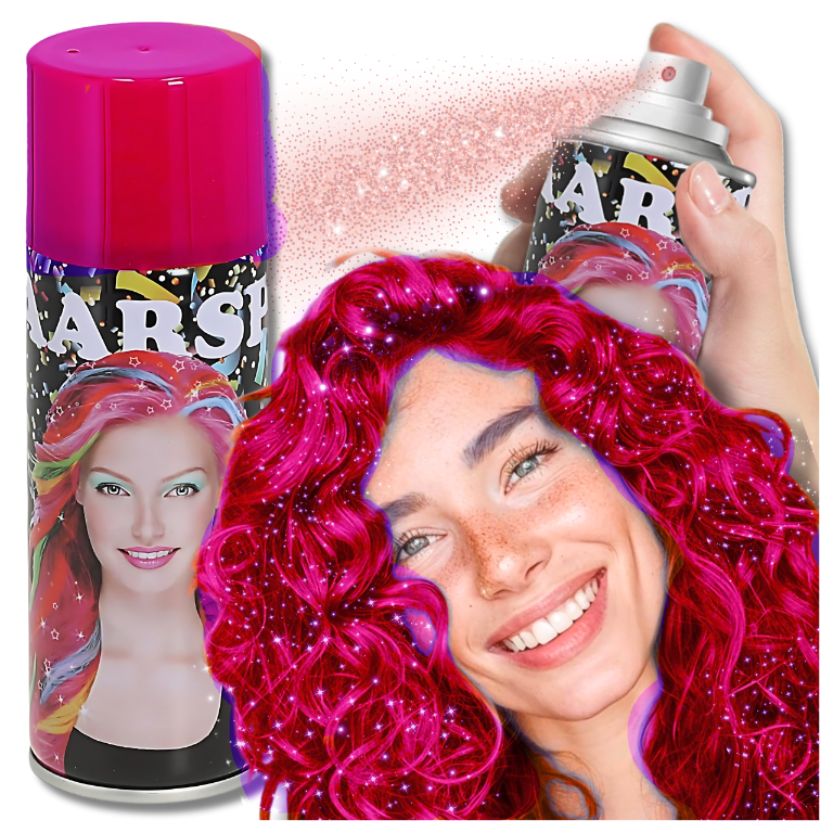 Temporary Hair Color Spray with Glitter 250 ml, Pink