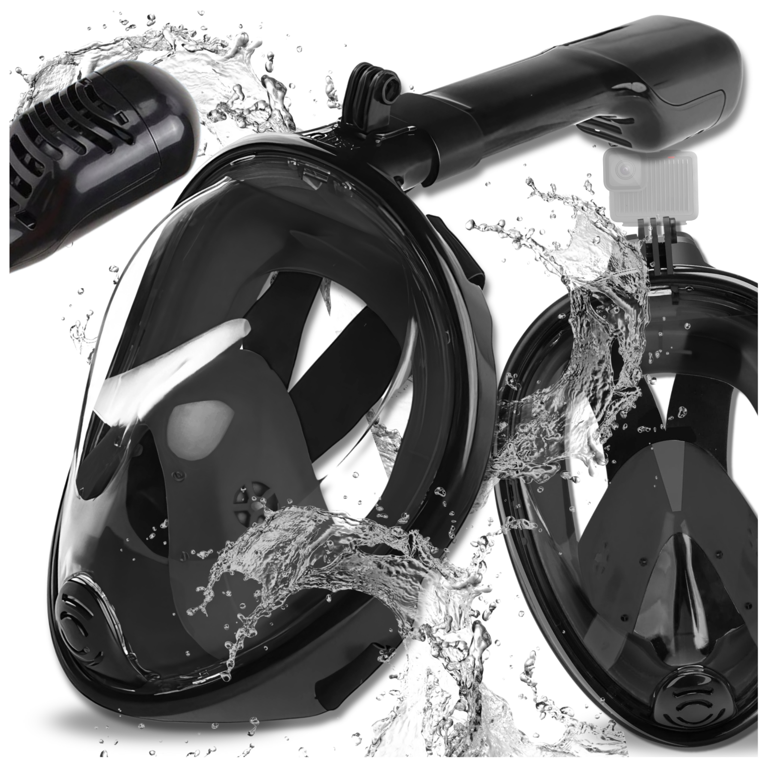 Bakalu Full Face Snorkeling Mask S/M, Foldable, Black