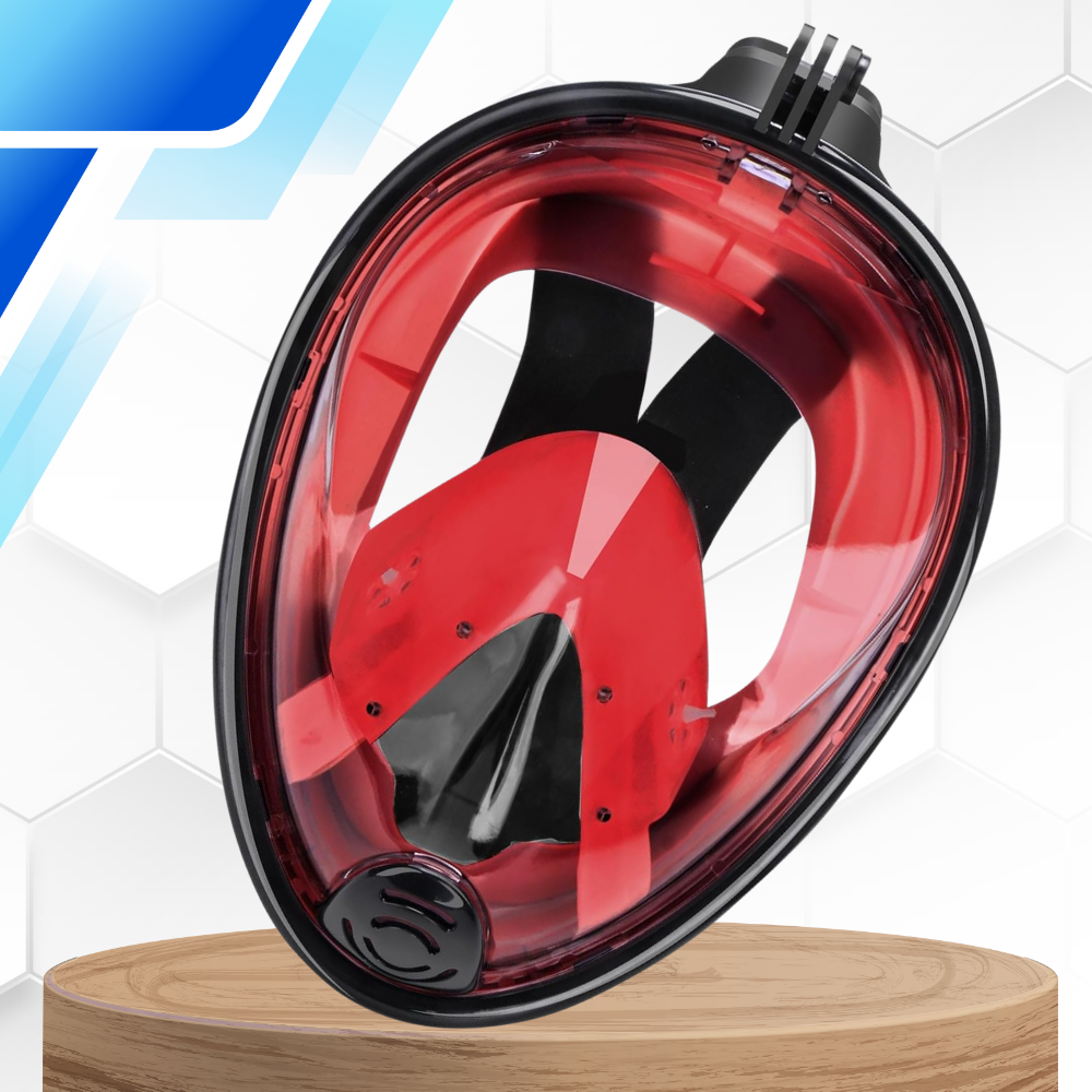 Bakalu Full Face Snorkel Mask S/M with GoPro Mount, Black/Red