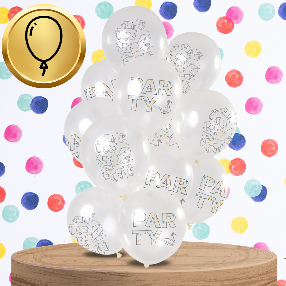 Bakalu Transparent White Balloons Party Origami, 12 pcs.
