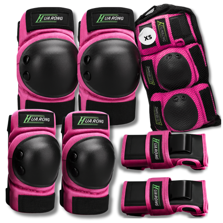 Комплект детской защиты для роликов и велосипеда 6 шт., XS, розовый