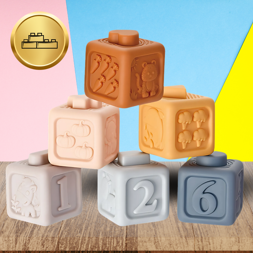 Soft Sensory Blocks and Teether Toy for Babies, 13 Pcs