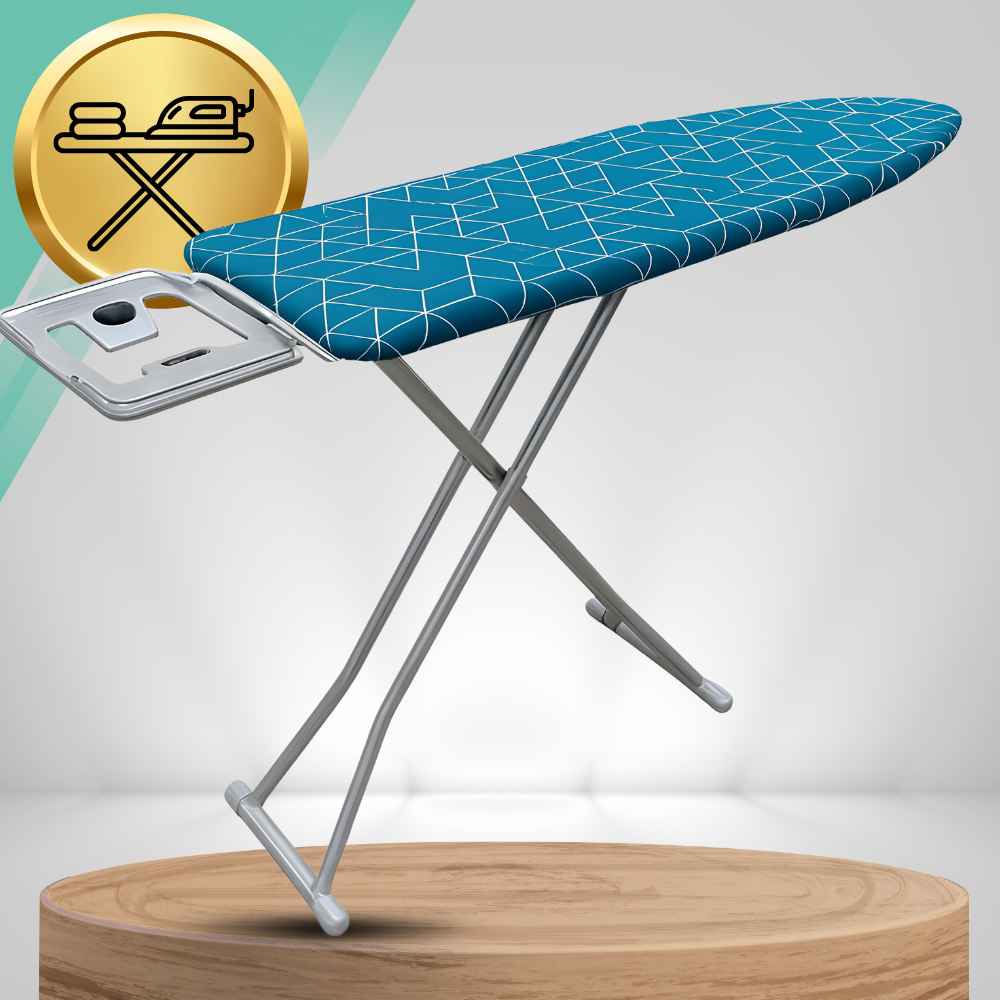 Sturdy Ironing Board with Iron Rest, Adjustable Height 70-87cm, 100% Cotton Cover
