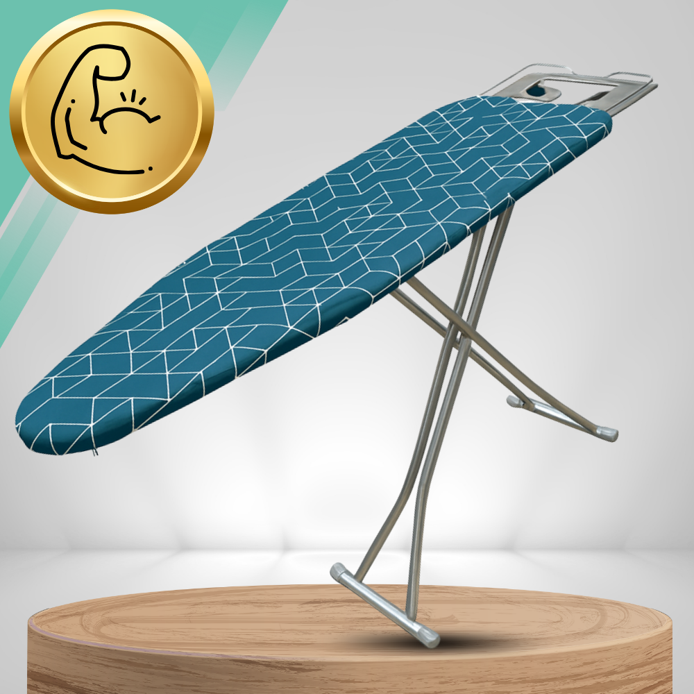 Sturdy Ironing Board with Iron Rest, Adjustable Height 70-87cm, 100% Cotton Cover