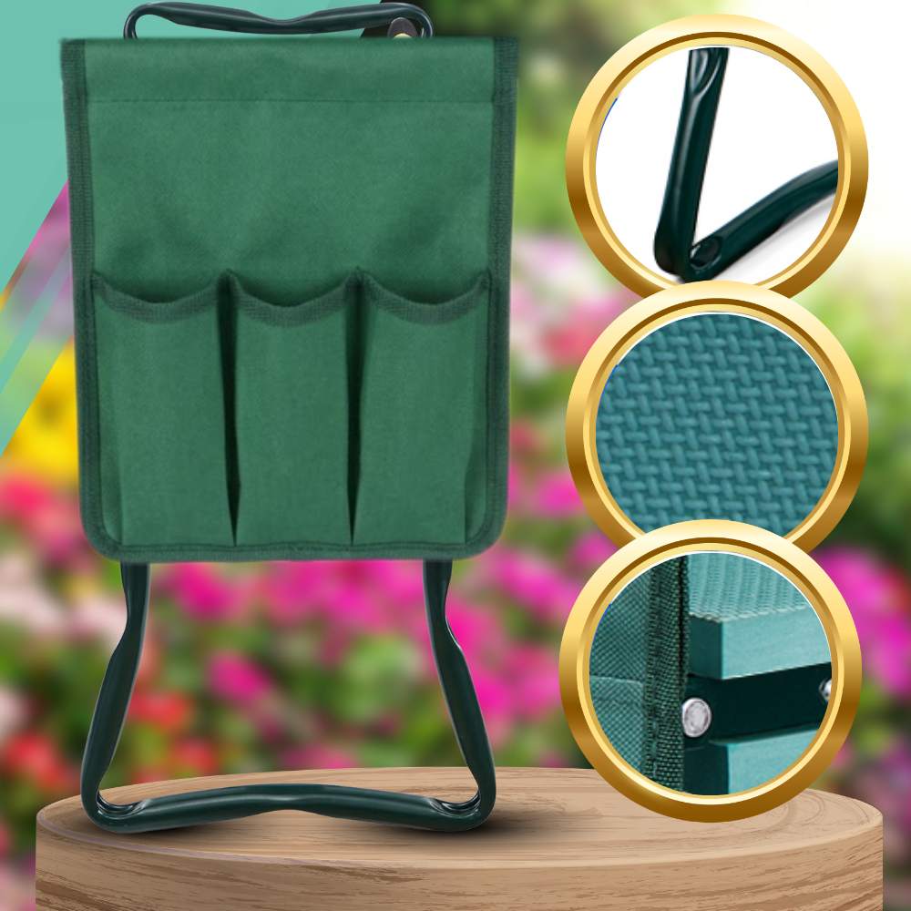Folding Garden Kneeler and Seat 3-in-1 Stool with Tool Pouch, Green