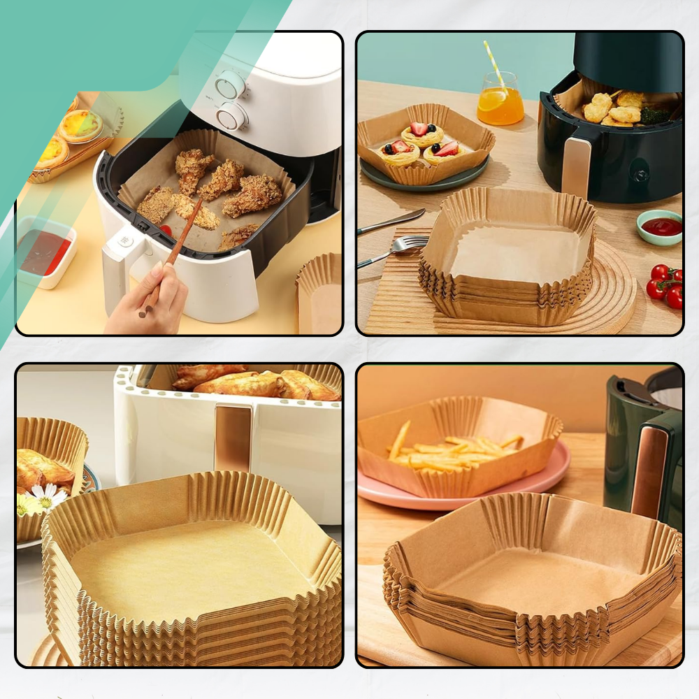 Disposable Air Fryer Paper Liners 50 Pcs Non-Stick, brown