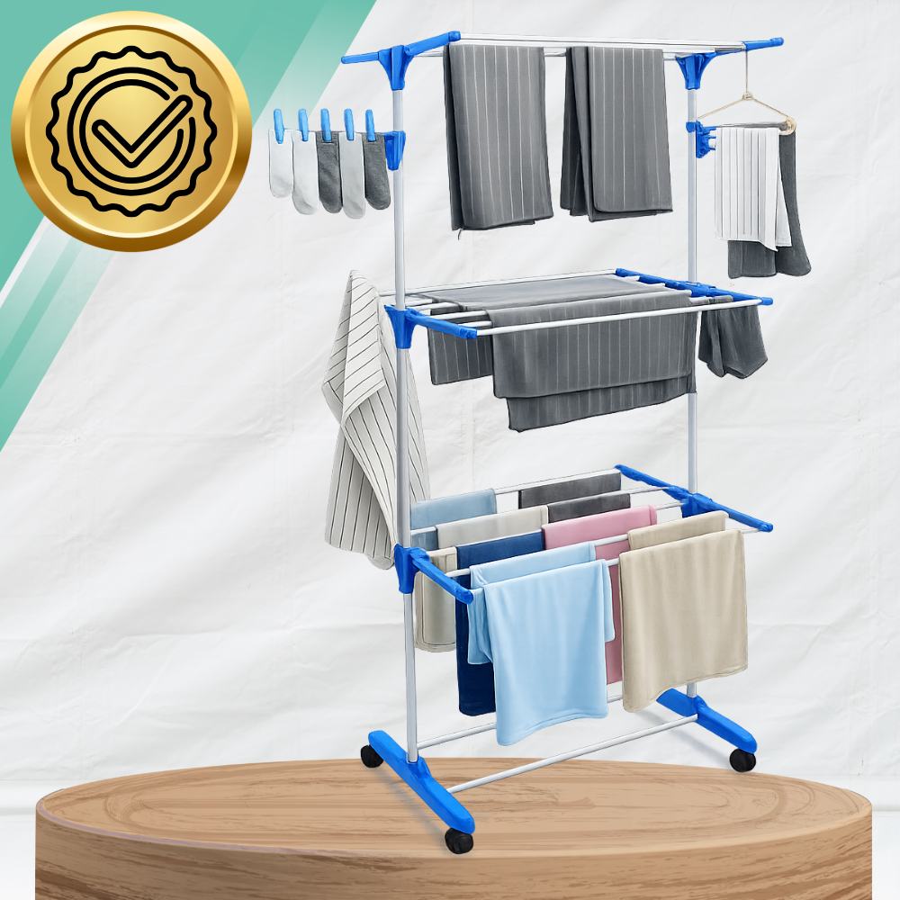 Large Vertical Foldable Clothes Drying Rack with Wheels