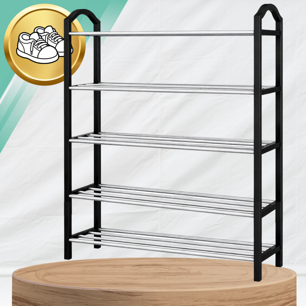 Loft Style 5-Tier Shoe Rack Hallway Organizer, Black