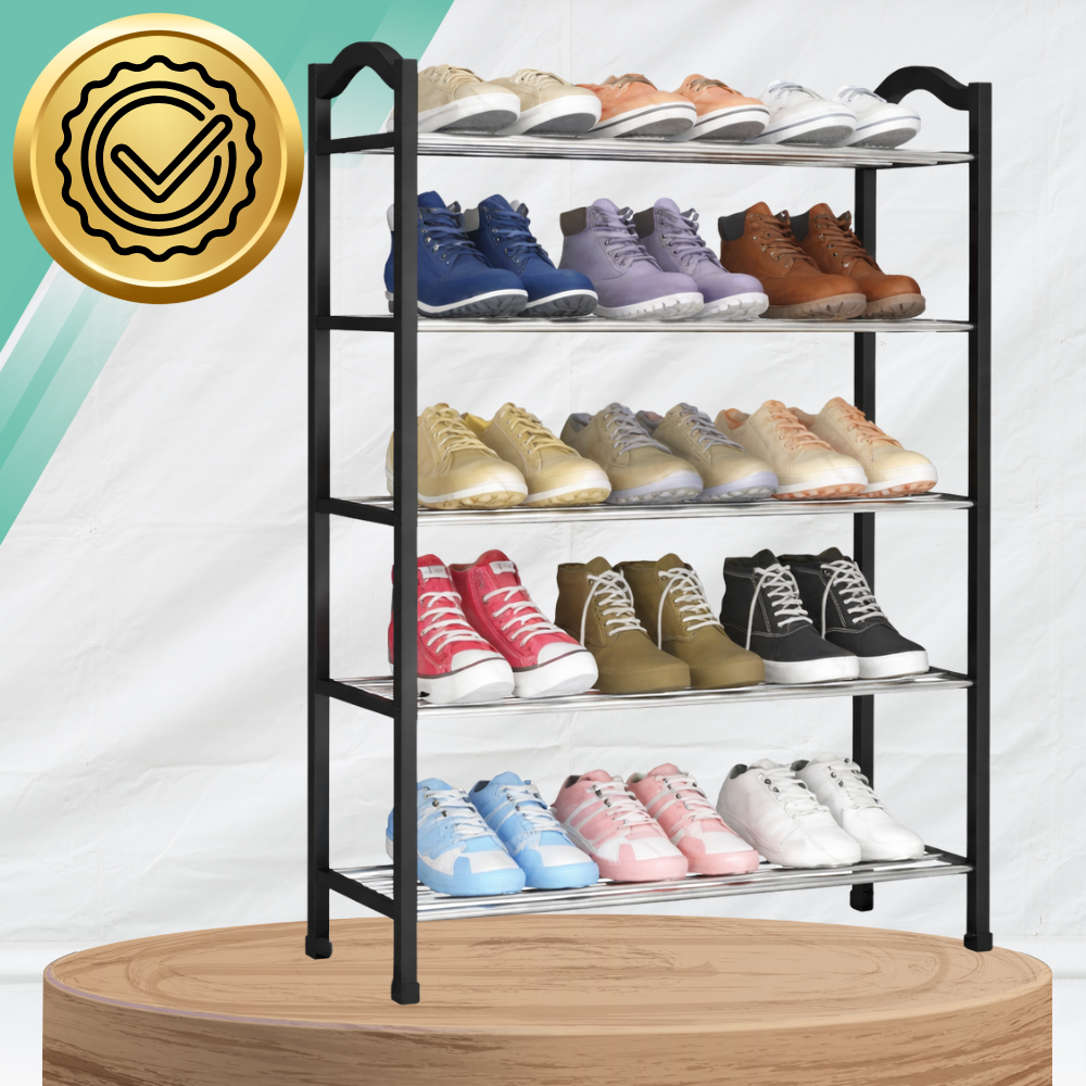 Loft Style 5-Tier Shoe Rack Hallway Organizer, Black