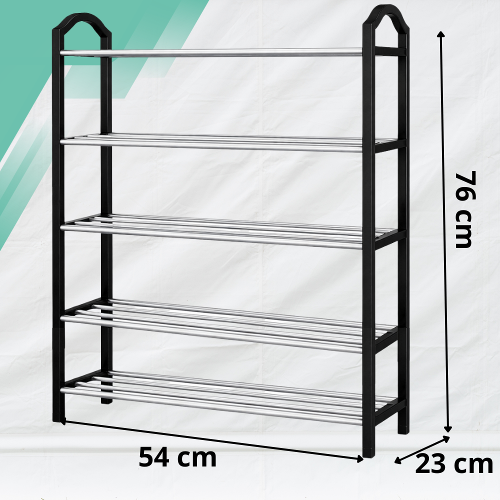 Loft Style 5-Tier Shoe Rack Hallway Organizer, Black