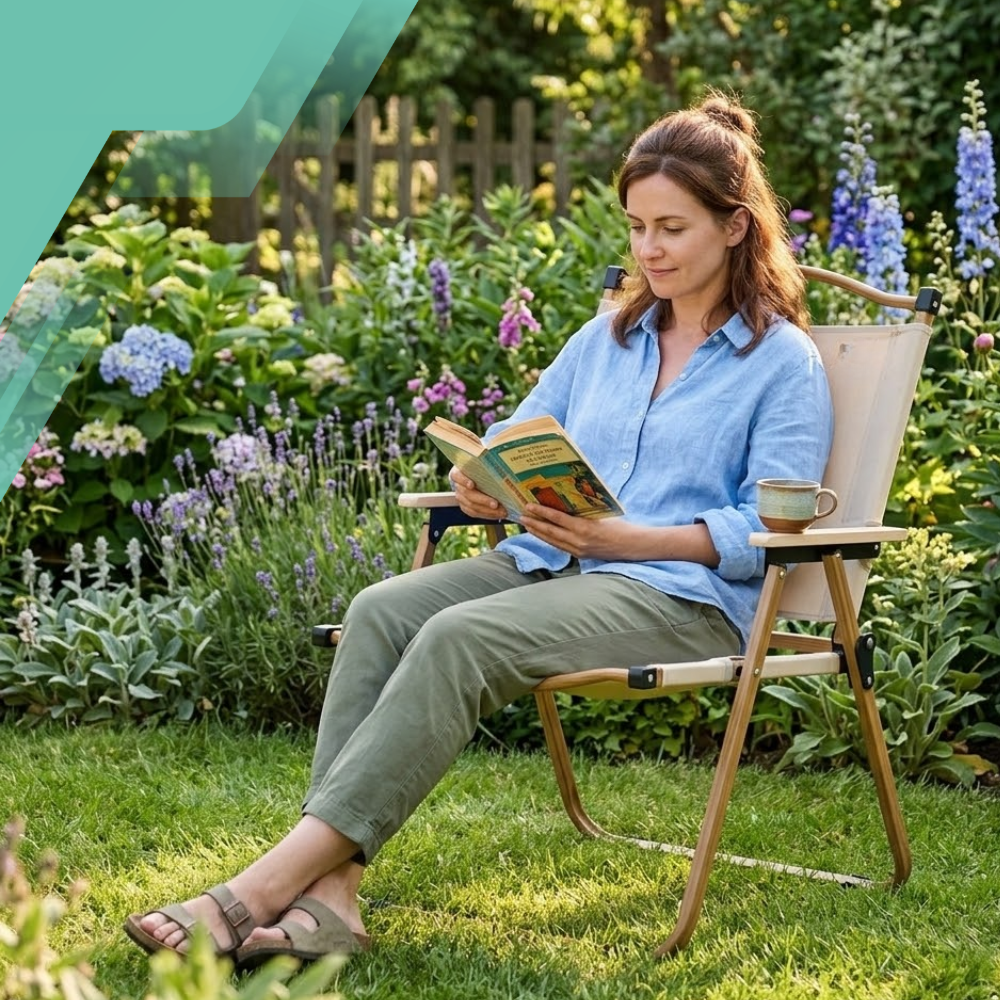 Folding Metal Garden Chair for Patio and Balcony, Portable Camping Chair