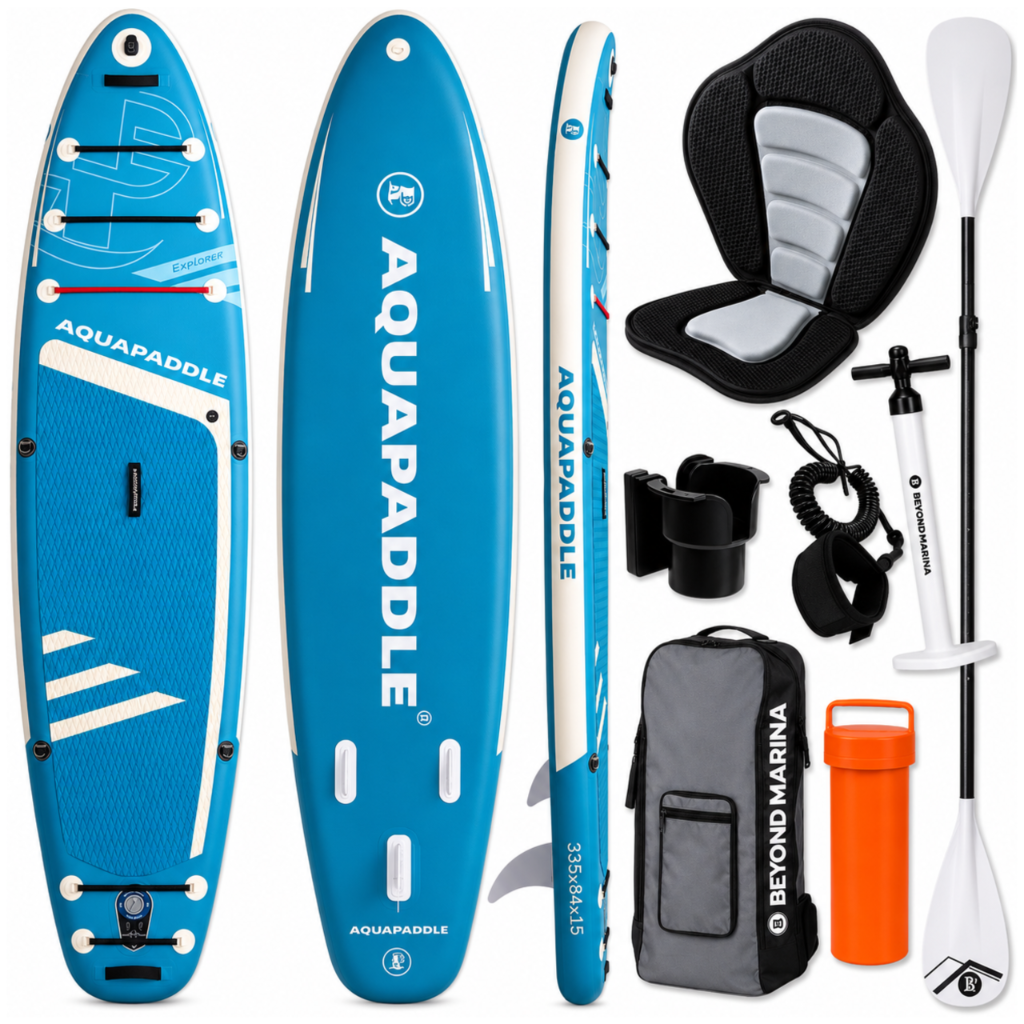 SUP-борд AquaPaddle Explorer Light Blue с сиденьем, 335x84x15 см