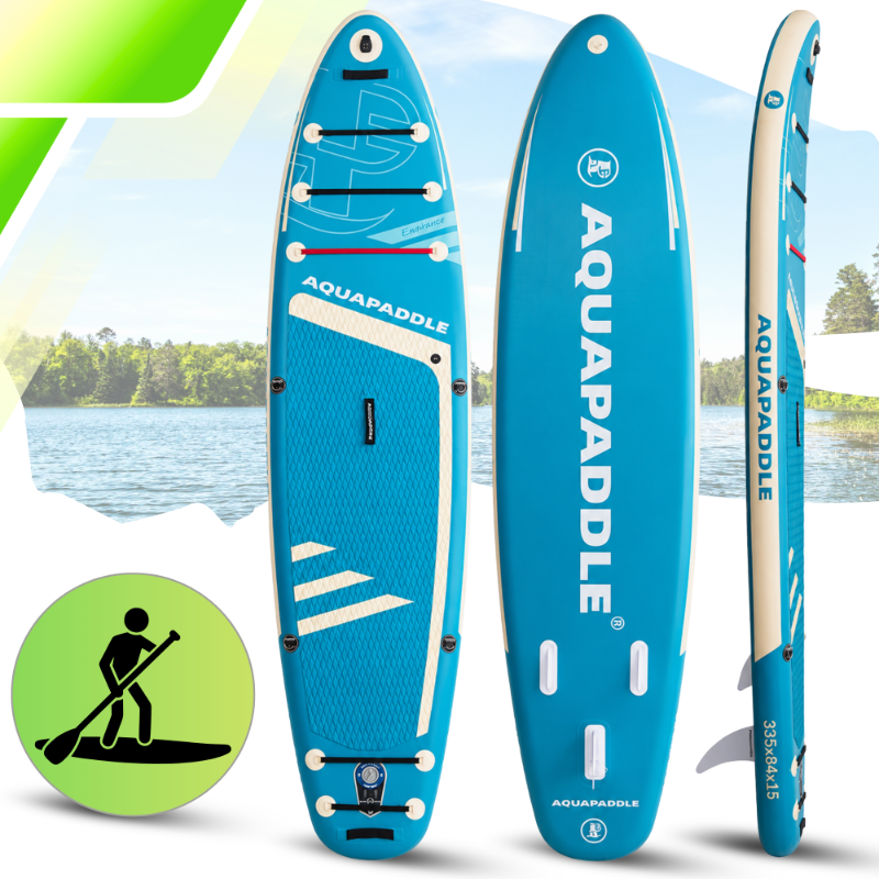 SUP-борд AquaPaddle Explorer Light Blue с сиденьем, 335x84x15 см