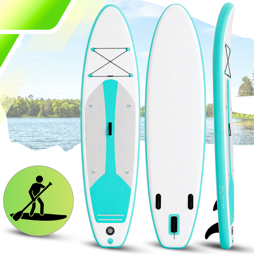 AquaPaddle Cruise SUP dēlis, 335x84x15 cm, 180 kg, Balts/Zaļš