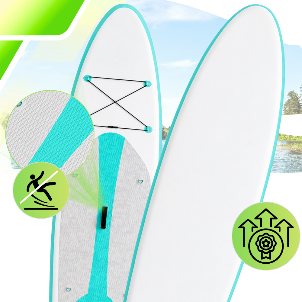 AquaPaddle Cruise SUP dēlis, 335x84x15 cm, 180 kg, Balts/Zaļš