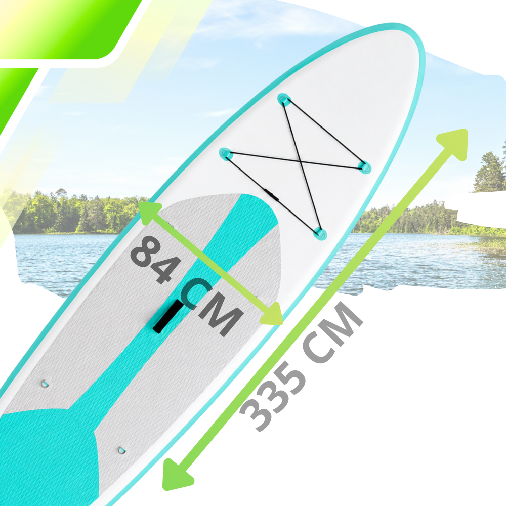 AquaPaddle Cruise SUP dēlis, 335x84x15 cm, 180 kg, Balts/Zaļš