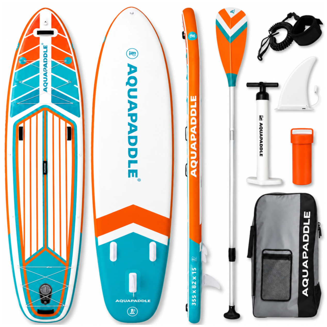 SUP-доска AquaPaddle Navigator Orange Green, 355x82x15 см, 200 кг