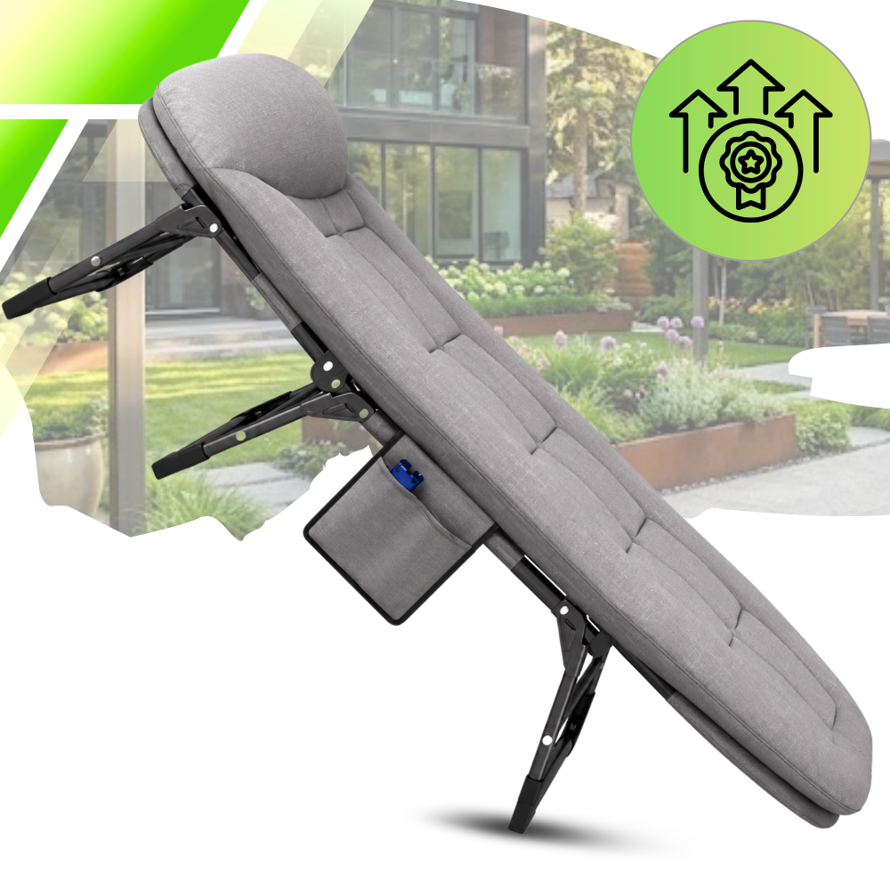 Folding Garden Lounger with Adjustable Backrest, Grey