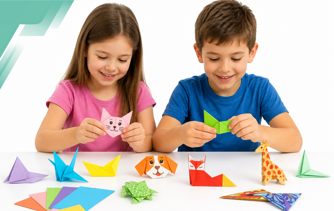 Origami komplekts bērniem, 54 lapas, 27 dzīvnieku modeļi ar instrukciju