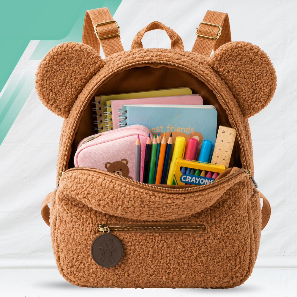 Kids Preschool Backpack Teddy Bear Lightweight, Brown